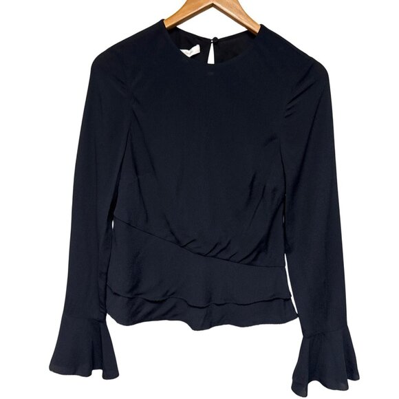 Favorite Daughter Women's Blouse Tiered Double Chiffon Bell Sleeve Black Small - Picture 1 of 11